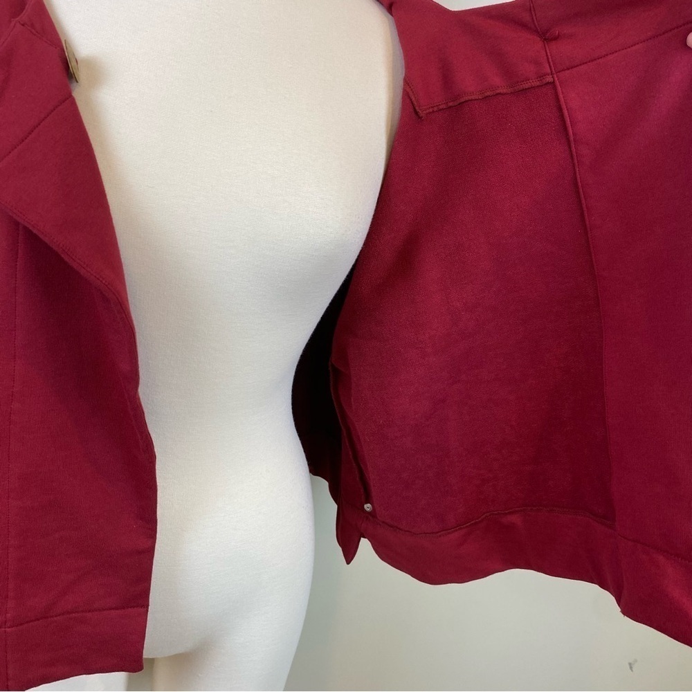 Neon Buddha Swing Jacket Deep Red Sz M Square Neck Oversized Cropped Wood Button - Picture 10 of 17
